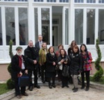 Some artists in front of the museum